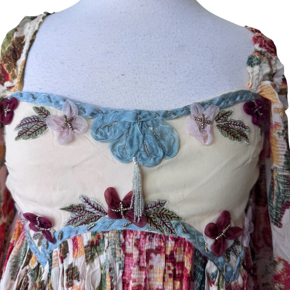 FREE PEOPLE Timeless Tapestry Maxi Dress Handkerchief Hem Boho Large NWT - Picture 7 of 13